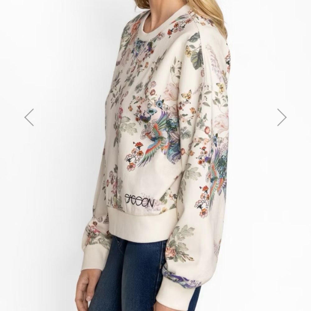 Johnny Was Floral Bird Cream Sweatshirt Size XS - Picture 4 of 15